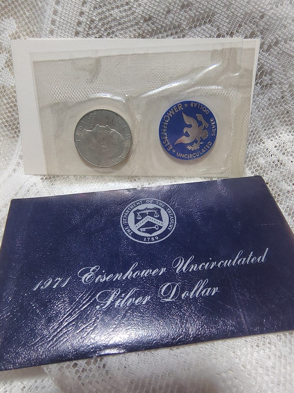 1971 Eisenhower Uncirculated 40% Silver Dollar in Original Packaging #1 NICE!